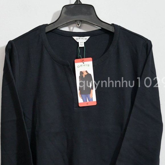 Orvis Ladies' ¾ Sleeve Split Neck Pima  Cotton Top. - Picture 4 of 6